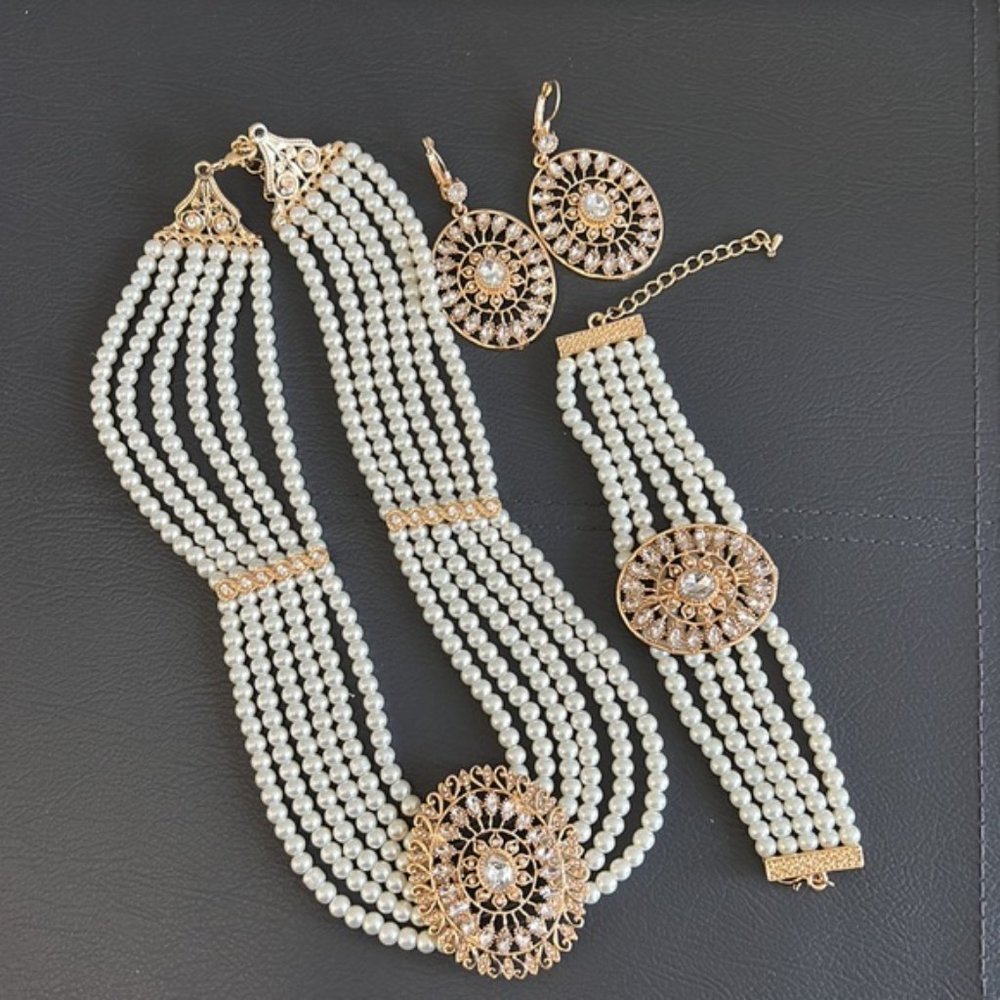 Jewelry Set Faux Pearl Bridal Set - Picture 3 of 10